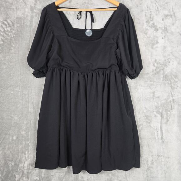 ARULA Dresses & Skirts - Arula Babydoll Dress Smocked Back Square Neck Puff Sleeve Whimsigoth Size A (1X)
